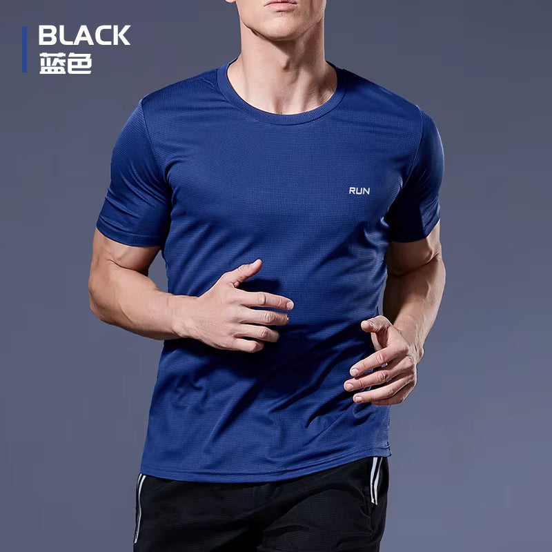 Polyester Sports Gym T Shirt Men Short Sleeve Dry Fit T-Shirt Lightweight Shirt Top Workout Fitness Training Running Shirt S-5XL