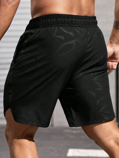 Gymbeat Men'S Elastic Waist Drawstring Pocket Split Ox Head Pattern Sports Shorts Running Shorts Athletic Shorts for Men Sports Shorts Workout, Gym