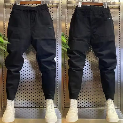 New Spring Summer Korean Baggy Mens High Stretch Multi-Pocket Skinny Cargo Pants Luxury Denim Work Wear Cargo Casual Jogger