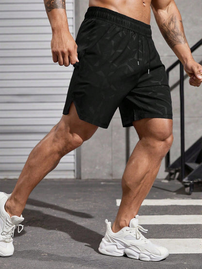 Gymbeat Men'S Elastic Waist Drawstring Pocket Split Ox Head Pattern Sports Shorts Running Shorts Athletic Shorts for Men Sports Shorts Workout, Gym