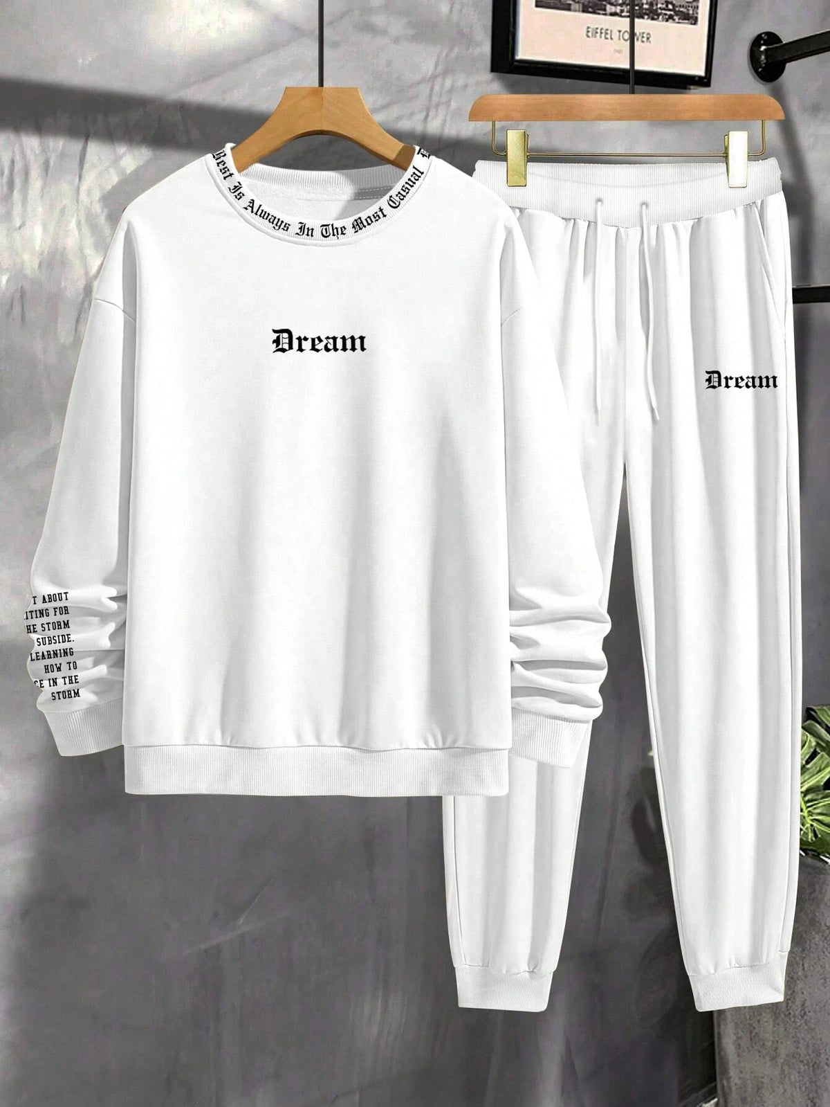 Manfinity Homme Men'S Letter Printed Sweatshirt and Drawstring Jogger Pants Set