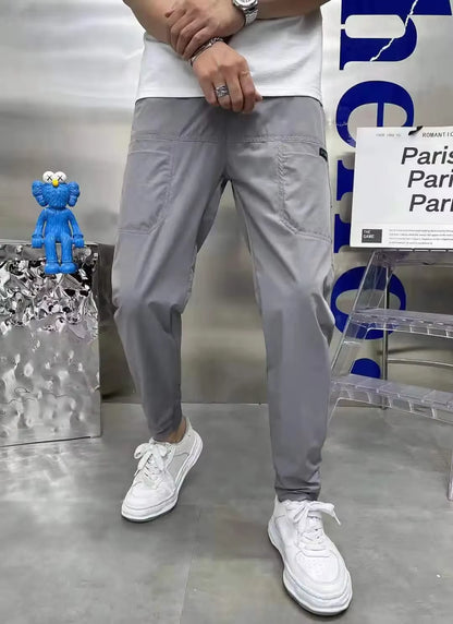 New Spring Summer Korean Baggy Mens High Stretch Multi-Pocket Skinny Cargo Pants Luxury Denim Work Wear Cargo Casual Jogger