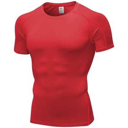 Elastic Men'S Sport Running Shirt Fitness Sports Training Shirt Quick Dry Shirt round Neck Body Building Uscle Sports Shirt