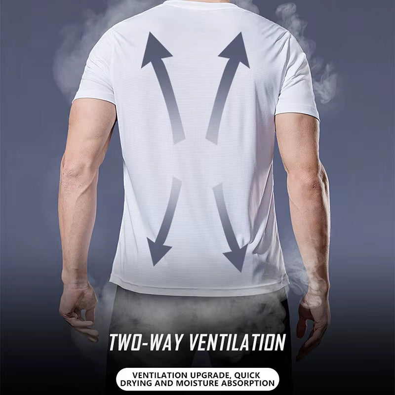 Polyester Sports Gym T Shirt Men Short Sleeve Dry Fit T-Shirt Lightweight Shirt Top Workout Fitness Training Running Shirt S-5XL