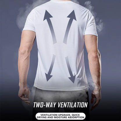 Polyester Sports Gym T Shirt Men Short Sleeve Dry Fit T-Shirt Lightweight Shirt Top Workout Fitness Training Running Shirt S-5XL