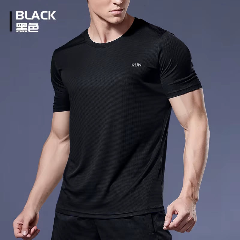 Polyester Sports Gym T Shirt Men Short Sleeve Dry Fit T-Shirt Lightweight Shirt Top Workout Fitness Training Running Shirt S-5XL