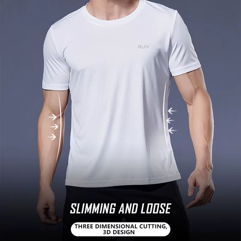 Polyester Sports Gym T Shirt Men Short Sleeve Dry Fit T-Shirt Lightweight Shirt Top Workout Fitness Training Running Shirt S-5XL
