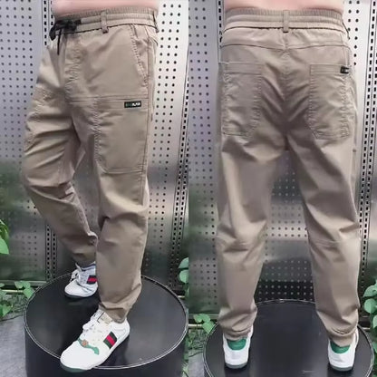 New Spring Summer Korean Baggy Mens High Stretch Multi-Pocket Skinny Cargo Pants Luxury Denim Work Wear Cargo Casual Jogger
