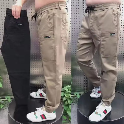 New Spring Summer Korean Baggy Mens High Stretch Multi-Pocket Skinny Cargo Pants Luxury Denim Work Wear Cargo Casual Jogger
